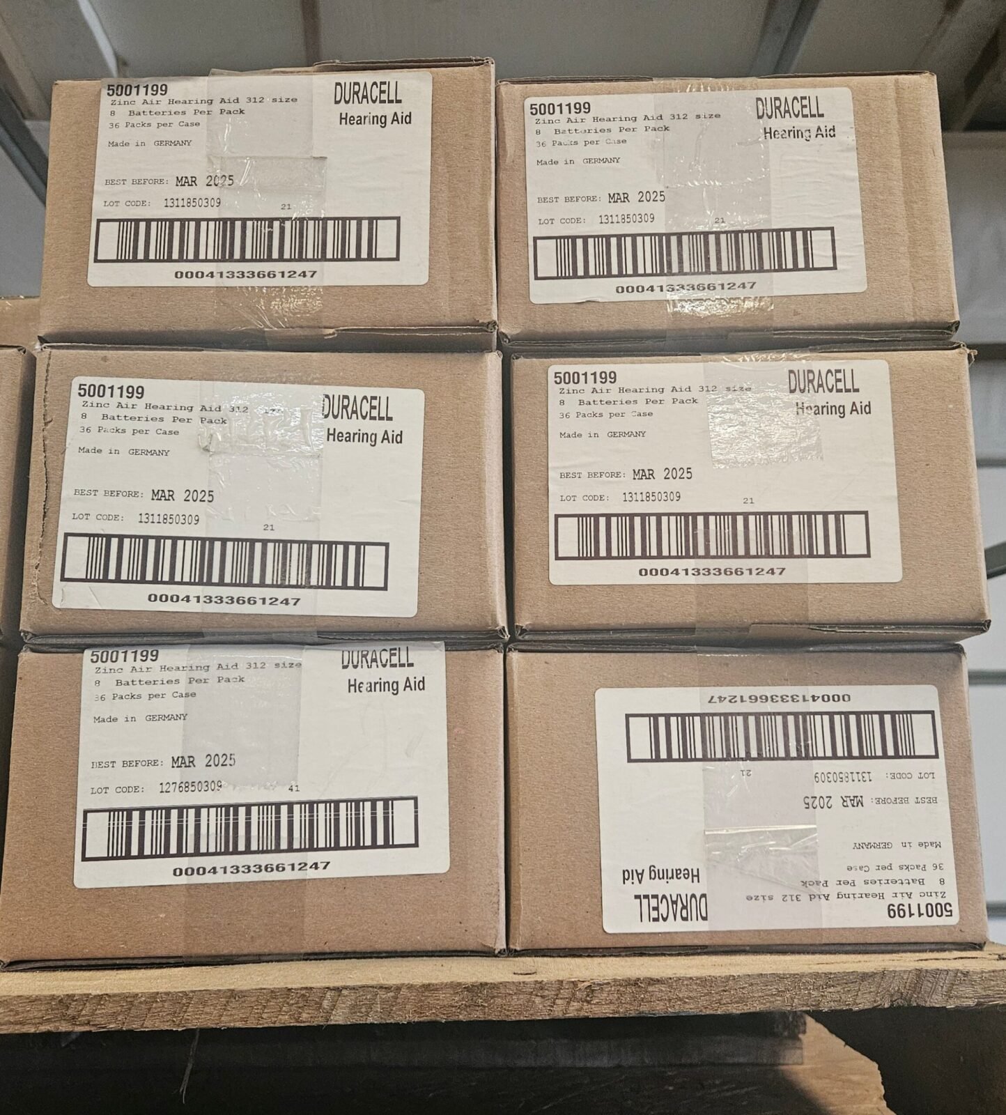 Duracell 312 Hearing Aid Batteries Pallet