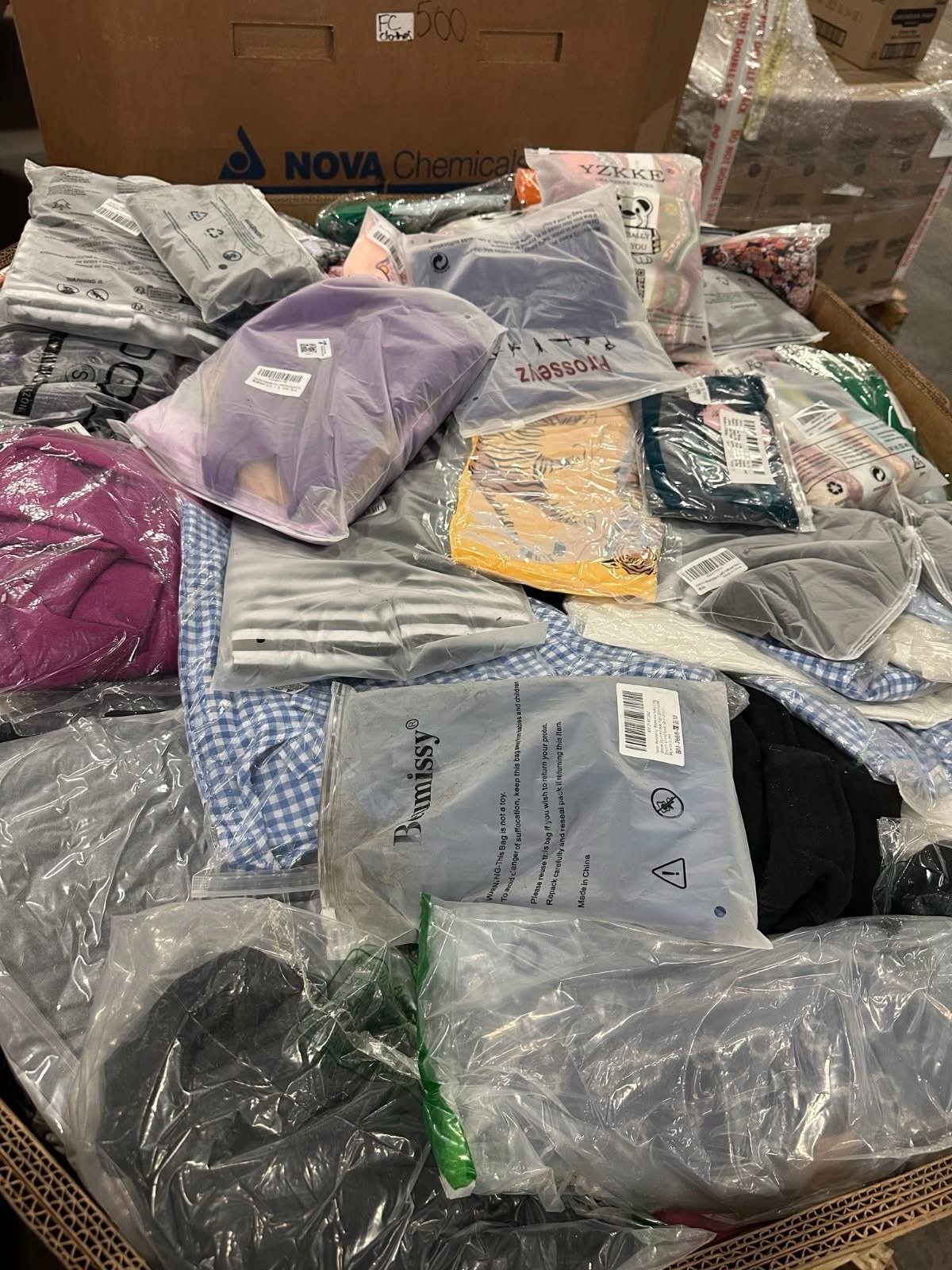 Amazon Clothing Liquidation Pallet – Poly-Bagged Mixed Apparel Load