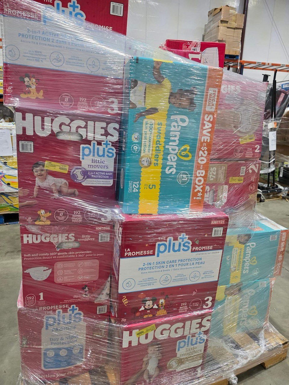 Pallet of Diapers – 80 Boxes Wholesale Liquidation Load