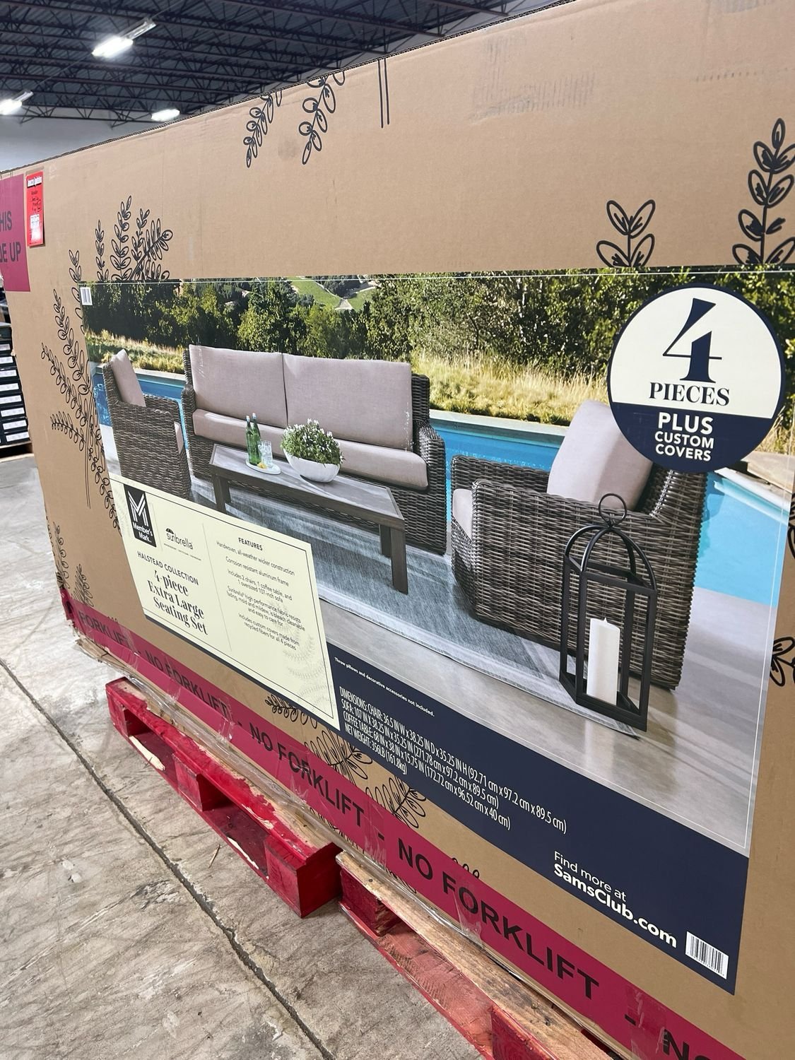 Member's Mark 4-Piece Extra Large Patio Seating Set (Wicker, New-in-Box)